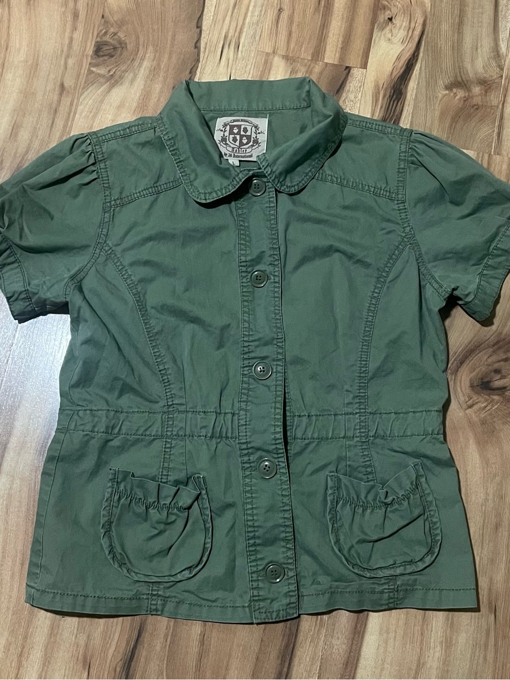 Bella Swan Core Green Utility Shirt Ashley by 26 Int Tie Back Cinch L Y2K